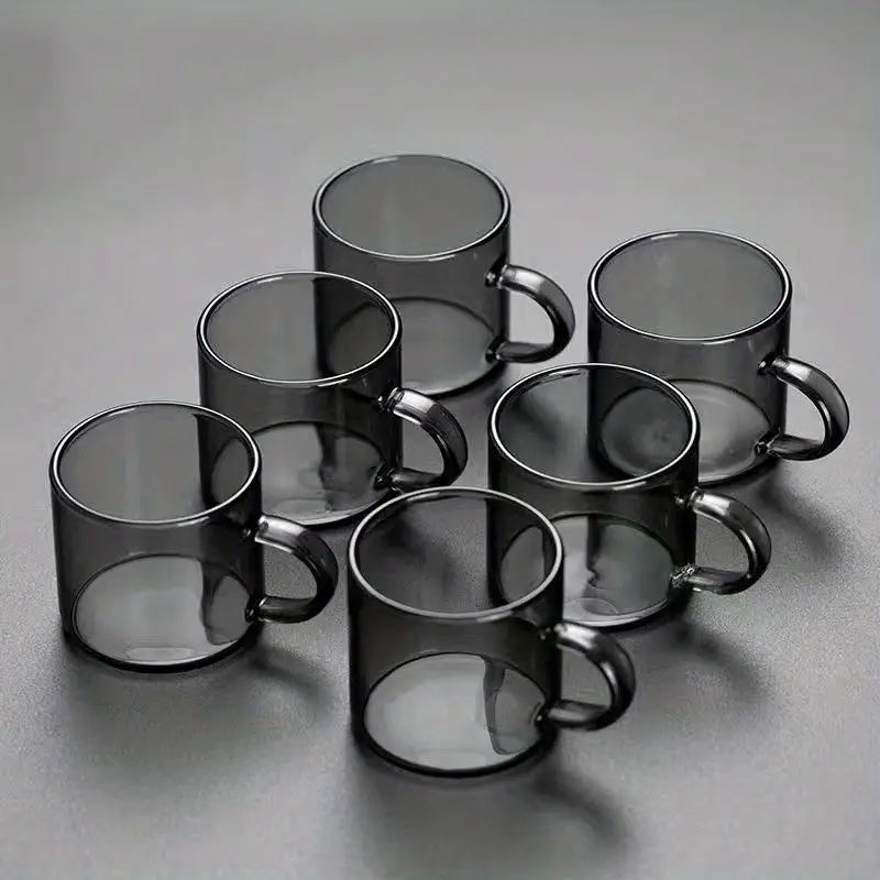 6 Pcs 100ml Black Teacups for Home and Office Use