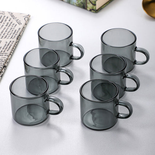 6 Pcs 100ml Black Teacups for Home and Office Use