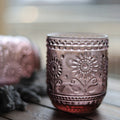 Vintage Relief Flower Pattern Glass Cup (1pc)